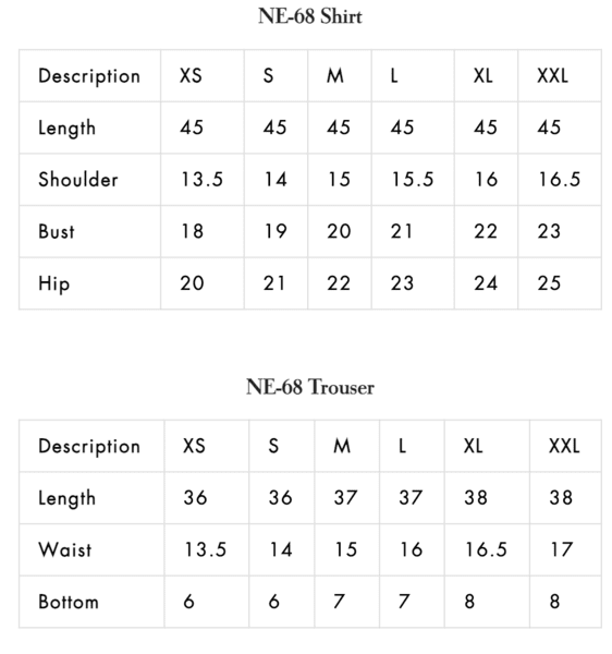 Nureh Size Chart